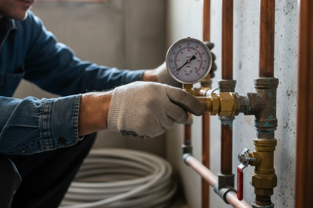 Pressure testing a repaired line during Water Line Repair in Troutman